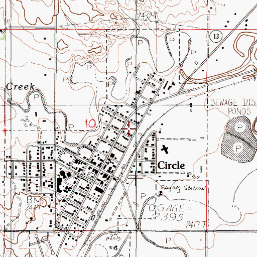 Topographic Map of McCone County Volunteer Fire Department, MT