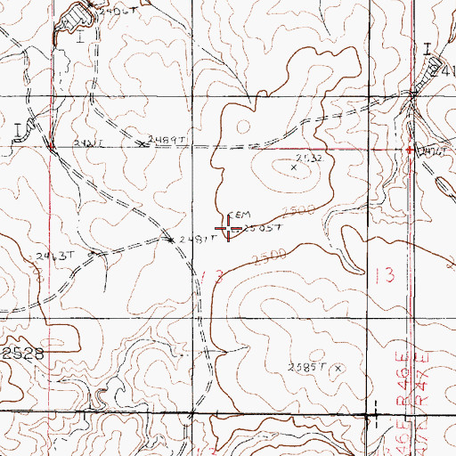 Topographic Map of Ervine Cemetery, MT