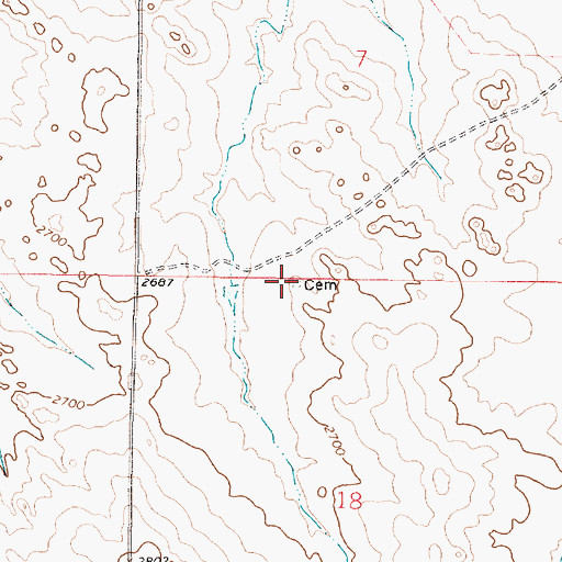 Topographic Map of Biebers Cemetery, MT