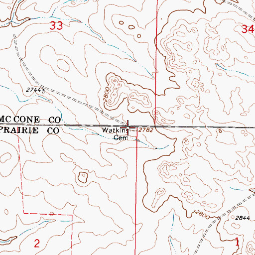 Topographic Map of Postal Congregational Church (historical), MT