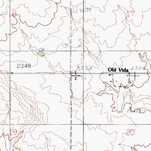 Topographic Map of Vida Cemetery, MT