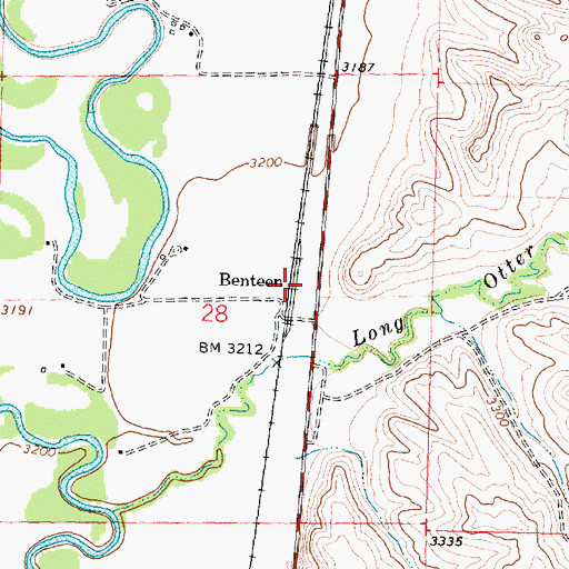Topographic Map of Benteen (historical), MT