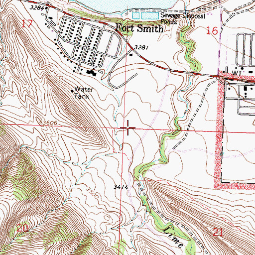 Topographic Map of Limestone Military Reservation (historical), MT