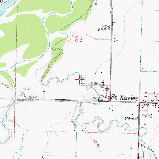 Topographic Map of Saint Xavier Catholic Mission Cemetery, MT