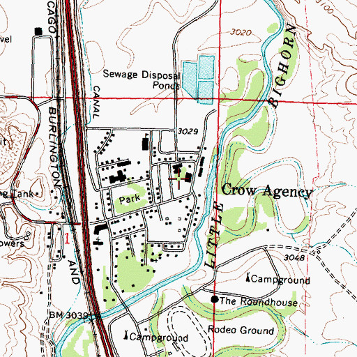 Topographic Map of Little Big Horn College, MT