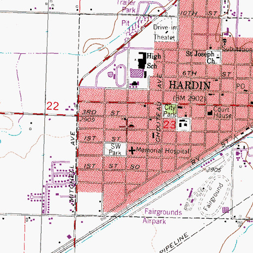 Topographic Map of First Congregational Church, MT