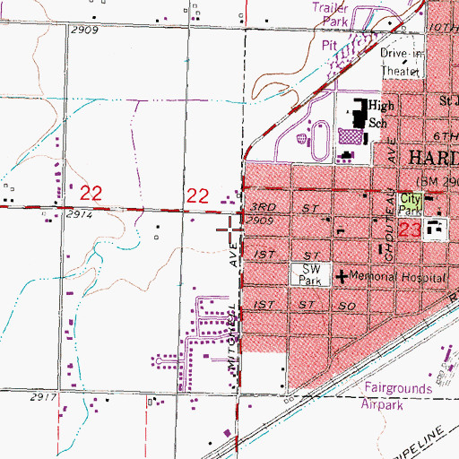 Topographic Map of Heritage Acres, MT