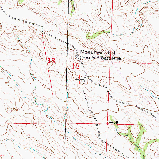 Topographic Map of Rosebud Battlefield State Park, MT