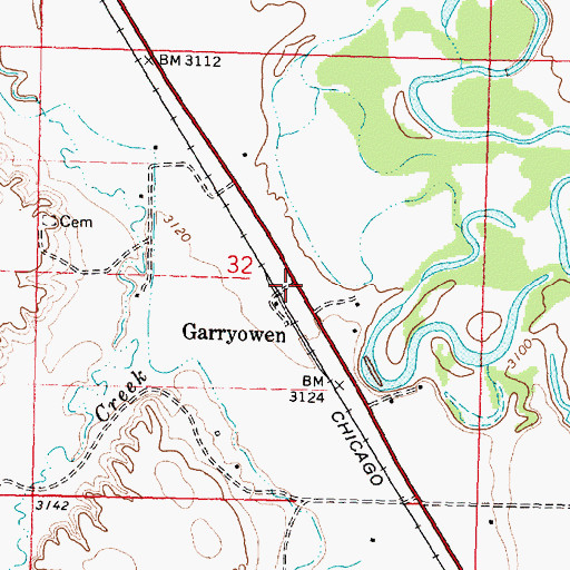 Topographic Map of Garryowen Historical Marker, MT