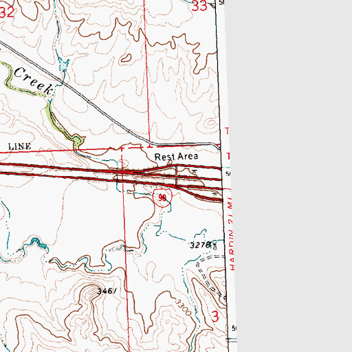 Topographic Map of Hardin Rest Area, MT