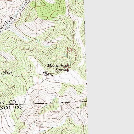 Topographic Map of Moonshine Spring, CO