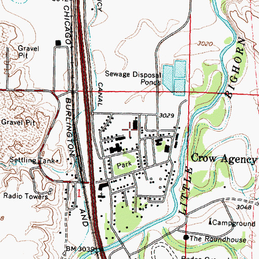 Topographic Map of Crow Agency School, MT