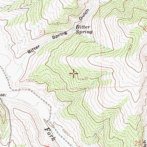 Topographic Map of Bitter Spring, CO