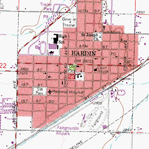 Topographic Map of Hardin Primary, MT