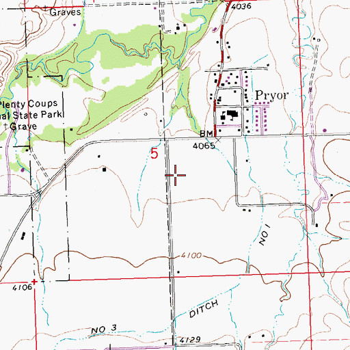 Topographic Map of Plenty Coups High School, MT