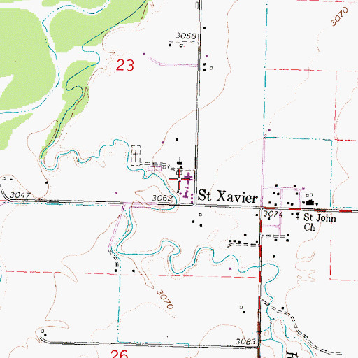 Topographic Map of Pretty Eagle Catholic School, MT