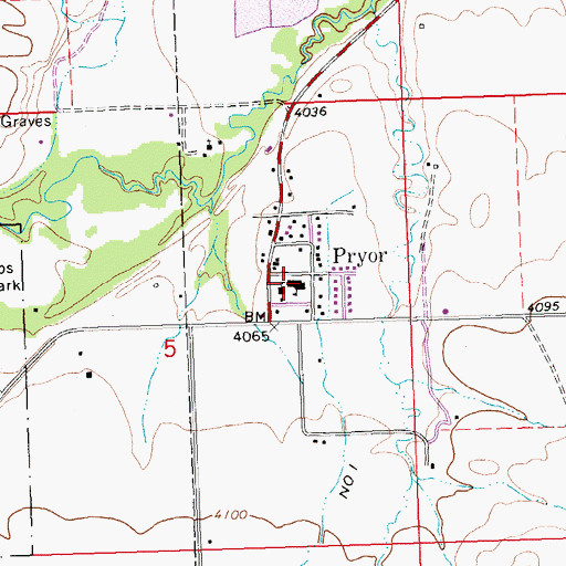 Topographic Map of Pryor Elementary School, MT