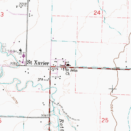 Topographic Map of Saint Xavier Public School (historical), MT