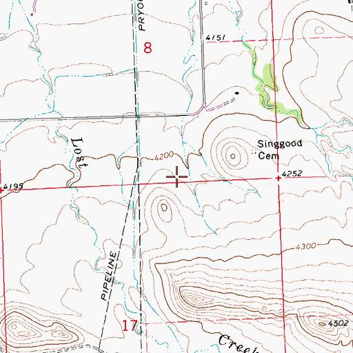 Topographic Map of Upper Pryor School (historical), MT