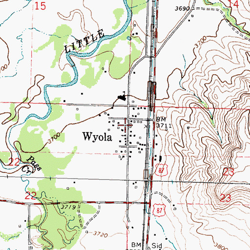 Topographic Map of Wyola Post Office, MT