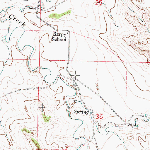 Topographic Map of Sarpy (historical), MT