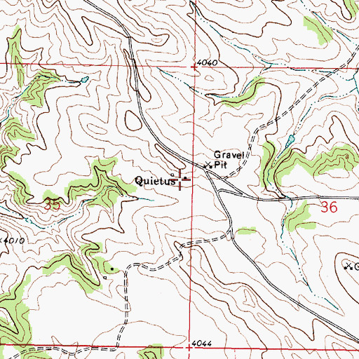 Topographic Map of Quietus Post Office (historical), MT