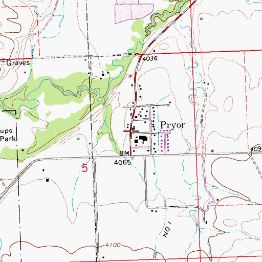 Topographic Map of Pryor (historical), MT