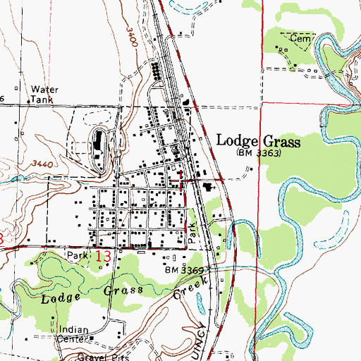 Topographic Map of Lodge Grass, MT