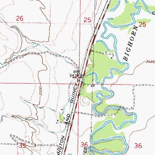 Topographic Map of Little Horn (historical), MT