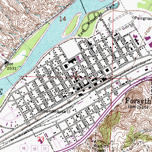 Topographic Map of Forsyth Volunteer Fire Department, MT