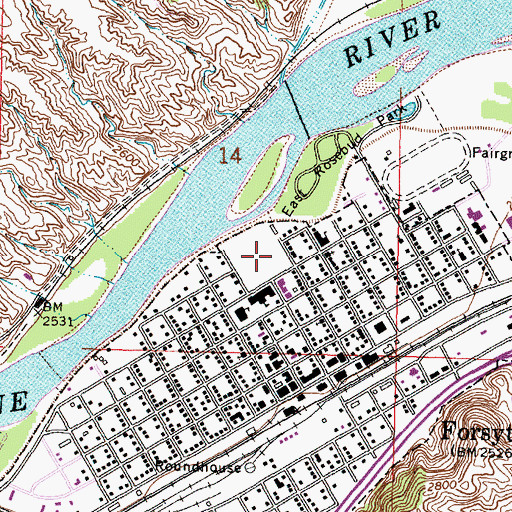 Topographic Map of Riverside Park, MT