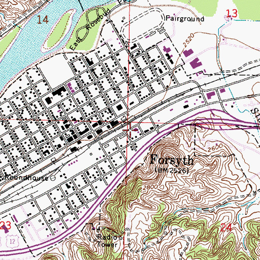 Topographic Map of Rosebud County Sheriff's Office, MT