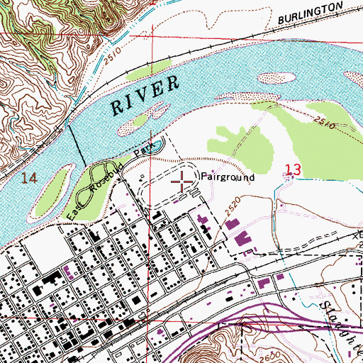 Topographic Map of Rosebud County Fairgrounds, MT