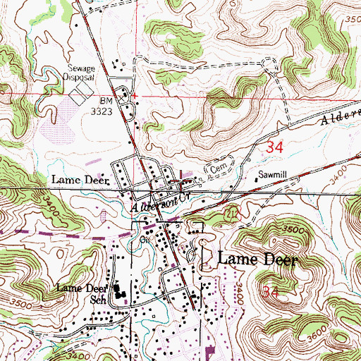 Topographic Map of Chief Dull Knife College, MT