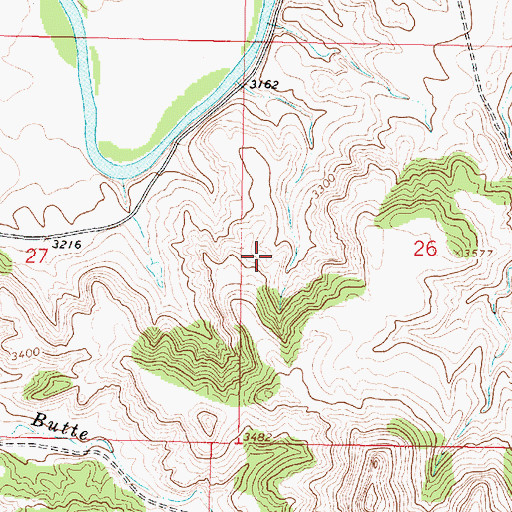 Topographic Map of Wolf Mountain Battlefield (historical), MT