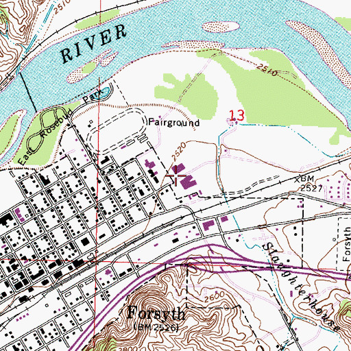 Topographic Map of Forsyth Middle School, MT