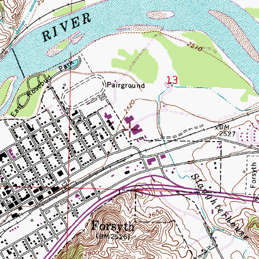 Topographic Map of Forsyth Elementary School, MT