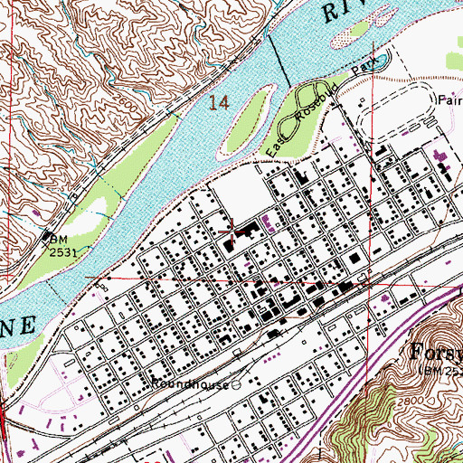 Topographic Map of Forsyth High School, MT