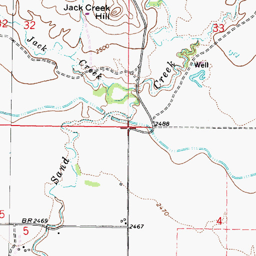 Topographic Map of Sand Creek School (historical), MT