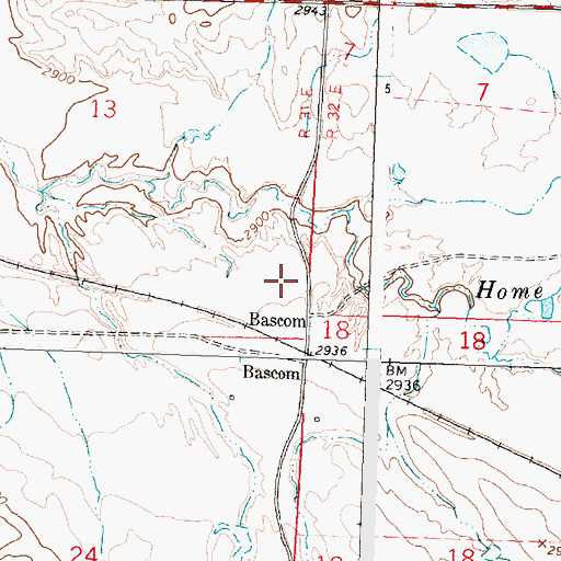 Topographic Map of Bascom School (historical), MT