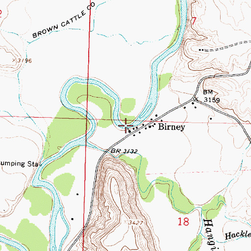 Topographic Map of Birney Church, MT