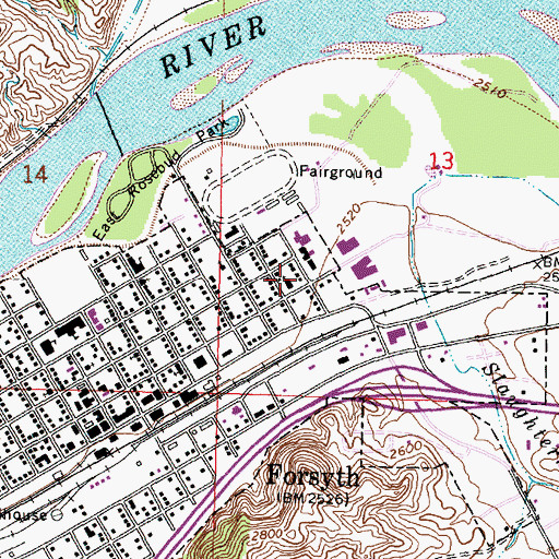 Topographic Map of First Baptist Church, MT