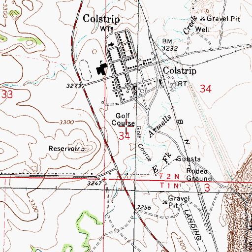 Topographic Map of Ponderosa Butte Public Golf Course, MT