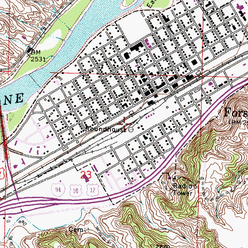 Topographic Map of Forsyth, MT
