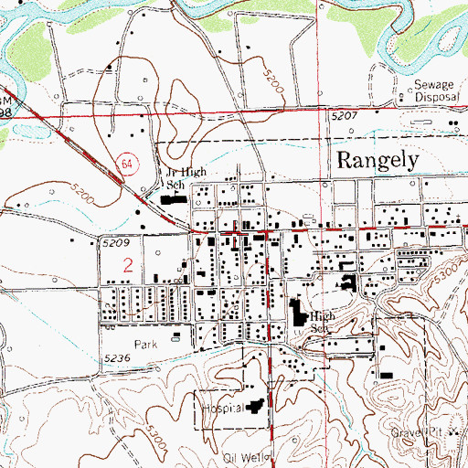 Topographic Map of Rangely, CO