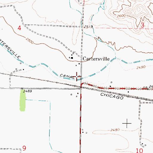 Topographic Map of Carterville (historical), MT