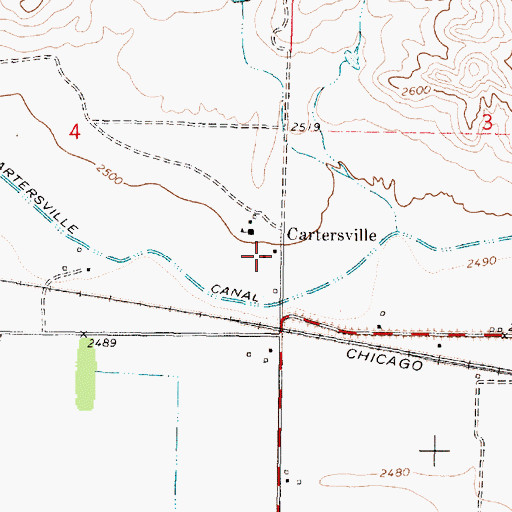 Topographic Map of Cartersville Post Office (historical), MT