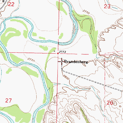 Topographic Map of Brandenberg Post Office (historical), MT