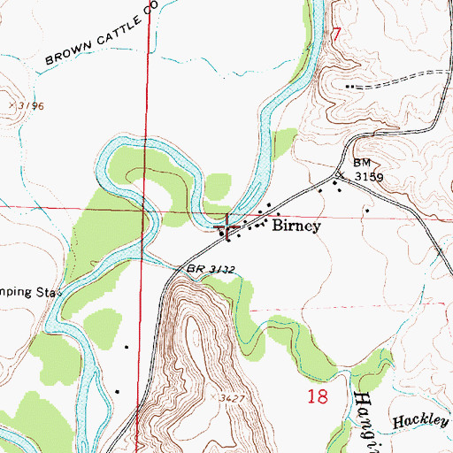 Topographic Map of Birney Post Office, MT