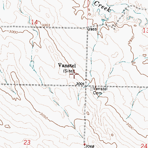 Topographic Map of Vanstel Post Office (historical), MT